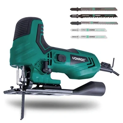 Afbeelding van VONROC Decoupeerzaag 550W Ergonomische T handgreep 4 pendelstanden Incl. 5 zaagbladen