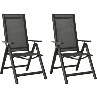 Afbeelding van vidaXL Tuinstoelen 2 st inklapbaar textileen aluminium zwart