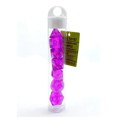 Afbeelding van Bescon Mini Translucent Polyhedral RPG dobbelstenen set 10 mm, kleine rollenspel D4 D20 in buis, transparant paars
