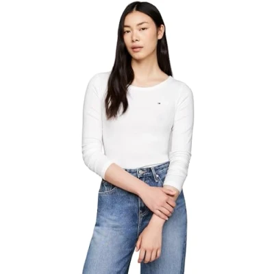 Afbeelding van Tommy Hilfiger SLIM Longsleeve, Dames, Maat: XL, Ecru