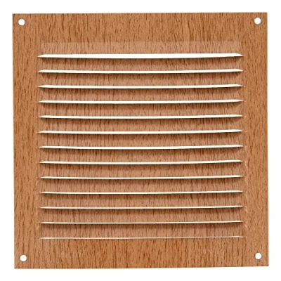 Afbeelding van AMIG Ventilatierooster/muurrooster 150 x 150mm aluminium beukenhout look schoepenrooster