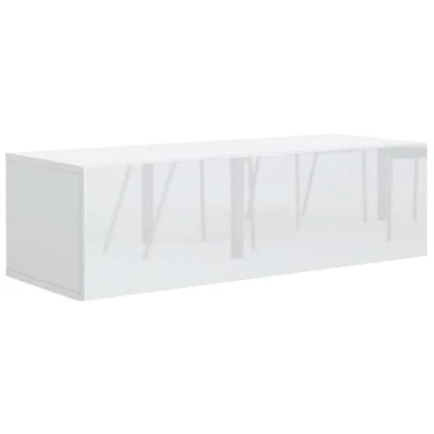 Afbeelding van TV Kast Wit Hoogglans 100 cm, Wandmodel, Lowboard, Televisietafel voor Televisie, Televisiekast