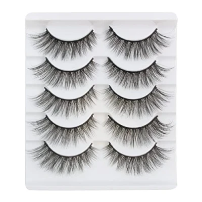 Afbeelding van Glowing Win Natuurlijke Valse Wimpers 5 paar 3D False Eyelashes Herbruikbare Handgemaakte Nepwimpers Kattenoog Zachte Strip Nertsenlook