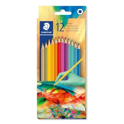 Afbeelding van Staedtler 175 kleurpotlood, hexagonaal kartonnen etui met 12 kleurpotloden in gesorteerde trendy kleuren, editie 2, versie 175C12E2 2