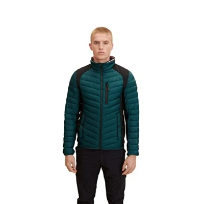 Afbeelding van TOM TAILOR heren Hybride gewatteerde jas 1031475, 10834 Deep Green Lake , M
