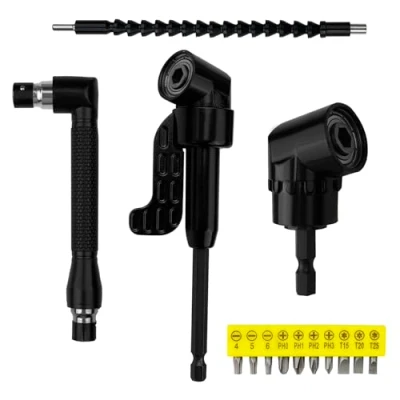 Afbeelding van Dunkwckore 14 stuks boorkop hoekschroevendraaierset, verlenging schroevendraaier, hoekboor, 105 graden scharnier voor 1/4 inch bithouder schroevendraaieradapter