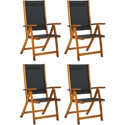 Afbeelding van vidaXL Tuinstoelen inklapbaar 4 st massief acaciahout en textileen