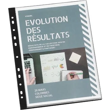 Afbeelding van Viquel Gebonden geperforeerde hoezen voor A4 ordners Documententas 40 pagina&#039;s Zwart
