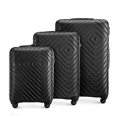Afbeelding van WITTCHEN Cube collectie Set 3 koffers ABS met een ruwe textuur Telescopische handgreep Cijferslot 4 zwenkwielen Maat (S+M+L) Zwart