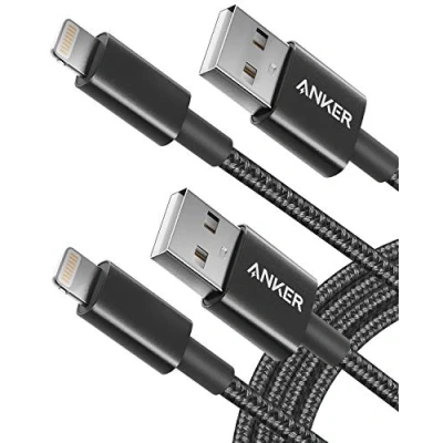 Afbeelding van Anker Oplaadkabel, Lightningkabel, eersteklas gevlochten nylon, MFOI gecertificeerd, voor iPhone XS/XS Max/XR/X/8/8 Plus/7/7 Plus/6, iPad en meer, 1,8 m, 2 stuks