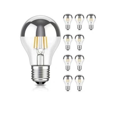 Afbeelding van ledscom.de 10 stuks E27 LED lamp, A60, warm wit (2700 K), 4.1 W, 461lm, hoofdspiegel (zilver)