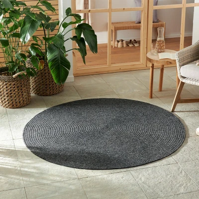 Afbeelding van Rond Buitenkleed Trenzado Donkergrijs 150 Cm