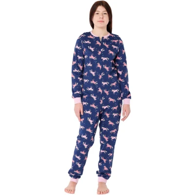 Afbeelding van Merry Style Meisjes Jongeren Pyjama Jumpsuit Lange mouwen broek Katoen MS MS10 235 PJ Marineblauw/Einhorn 176