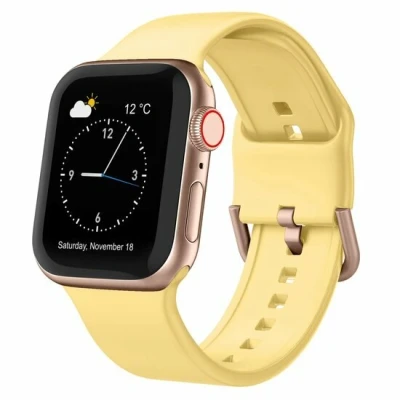 Afbeelding van Apple Watch Soft siliconen bandje met gespsluiting Geel Geschikt voor 38mm / 40mm 41mm