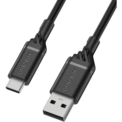 Afbeelding van OtterBox Versterkte USB A naar C Cable, Oplaadkabel voor Smartphone en Tablet, Ultra robuust, Bend Flex getest, 3m, Zwart