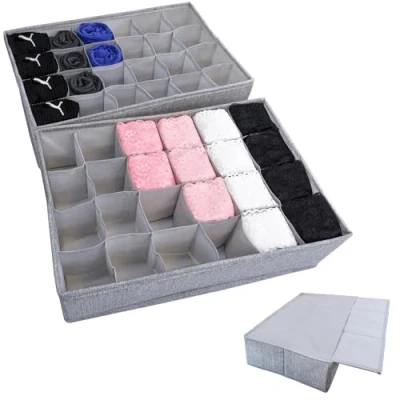 Afbeelding van Simple Joy, Pax 50 Organizer voor IKEA kledingkast; stevige bodem; opbergsysteem lades, sokken, beha, ondergoed, 2 delige boxenset van stof