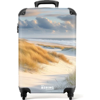Afbeelding van NoBoringSuitcases.com® Handbagage koffer lichtgewicht Reiskoffer trolley Duinen met helmgras Rolkoffer wieltjes Past binnen 55x40x20 en 55x35x25