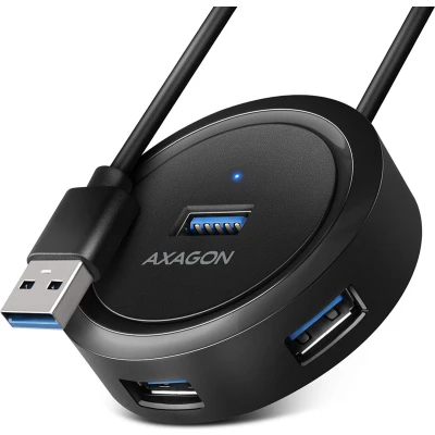 Afbeelding van AXAGON HUE P1A 4x USB3.2 Gen 1 ROUND hub, micro USB power IN, 30cm A cable *USBAM *USBAF *MUSBBF