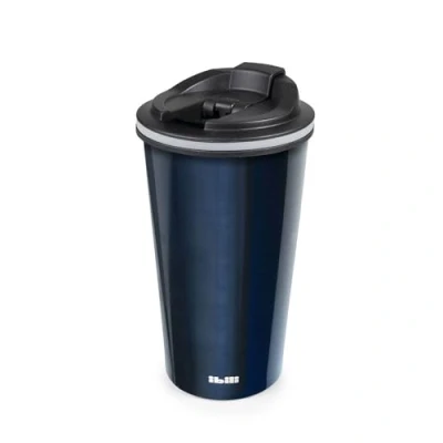 Afbeelding van IBILI Thermobeker, blauw, 410 ml, roestvrij staal, dubbele wand, herbruikbaar, koffiebeker