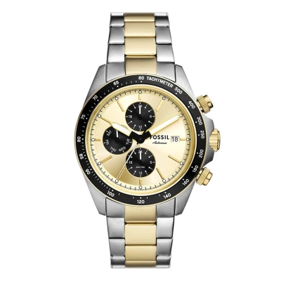 Afbeelding van Fossil Quartz Goud &amp; Zilver Heren horloge met goudkleurige stalen band