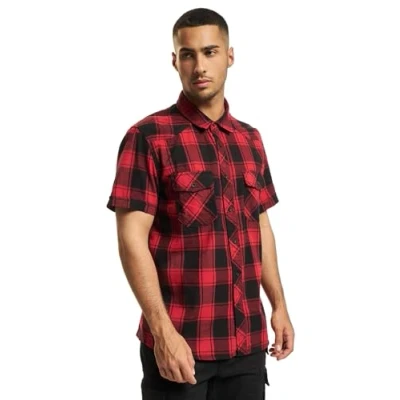 Afbeelding van Brandit Checkshirthalfsleeve Overhemd, Heren, Maat: XXL, Redblackwhite