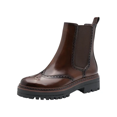 Afbeelding van Tamaris Chelsea Enkellaarsjes met plateauzool, Dames, Maat: 40, Brown Schoenen