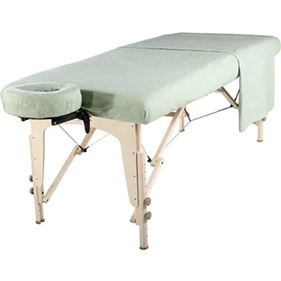 Afbeelding van Master Massage Ligbed flanel blad set 3 in 1 ligdeken, platte plaat, gezichtskussen Lily Green