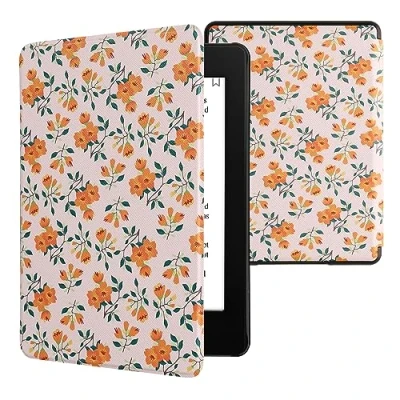 Afbeelding van kwmobile e reader hoesje compatibel met Amazon Kindle Paperwhite 11. Generation 2021 Magneetsluiting Ereader case Gele bloemen in geel/groen/beige