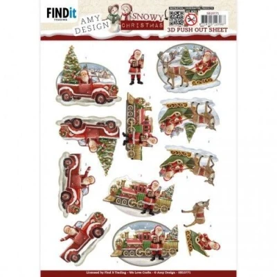 Afbeelding van 3D Push Out Amy Design Snowy Christmas Train