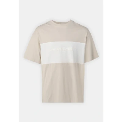 Afbeelding van Jack &amp; Jones Elegacy Blocking TEE Oneck Tshirt print, Heren, Maat: Small, Moonbeam detail:blocking