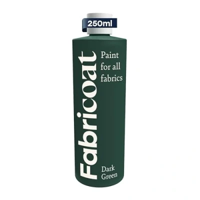 Afbeelding van Fabricoat Textielverf Herstel of verander de kleur van elke stof, verf direct op transformeer alles banken, lampenkappen, auto interieur (250 ml, donkergroen)