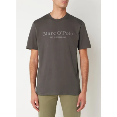 Afbeelding van Marc O&#039;Polo Short Sleeve Tshirt print, Heren, Maat: Small, Gray pinstripe
