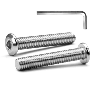 Afbeelding van MINHER M6 x 45 mm 10 stuks platte kop binnenzeskant schroeven bouten voor meubels, roestvrij staal A2 V2A, volledige schroefdraad (met inbussleutel)