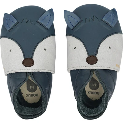 Afbeelding van Bobux Soft Soles Baby Slofjes Leer Foxy Navy Maat 20