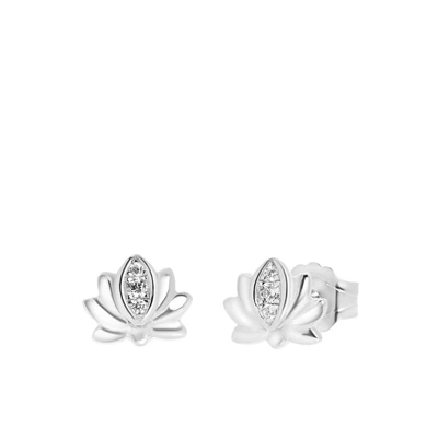 Afbeelding van Lucardi Lotus Oorbellen silvercoloured, Dames, Maat: One Size, Silver coloured