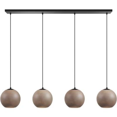 Afbeelding van ETH Orb balk hanglamp 4x E27 Taupe/grijs glas 25cm / zwart