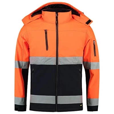 Afbeelding van Tricorp Hi Vis Softshell Jas 403007 Oranje Marine Maat L