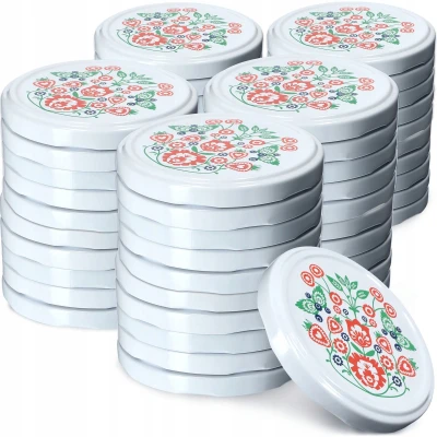 Afbeelding van KADAX Schroefdeksel met diameter van 82 mm, metalen twist off deksel, reservedeksel voor inmaakpotten en weckpotten, deksel 6 inkepingen (50 stuks, folklore)