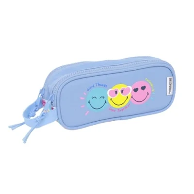 Afbeelding van Pennenetui met 2 vakken Smiley Joyful Multicolour Licht Blauw 21 x 8 6 cm