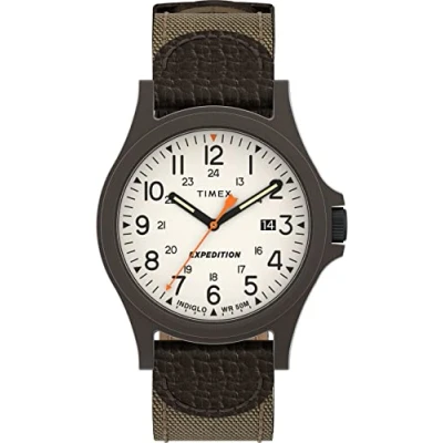 Afbeelding van Timex Kwarts expeditie camperhorloge voor heren, met wijzerplaat, analoog display en nylon band, Bruin/bruin, Eén maat, riem