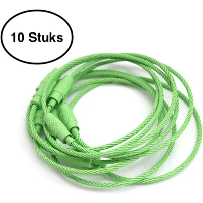 Afbeelding van Staaldraad sleutelring 15 cm Sleutelhanger Split ring centimeter 10 stuks Licht Groen