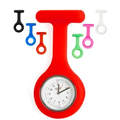 Afbeelding van pulox verpleegstershorloge met polsschaal, set van 1x kwartshorloge en 6x hygiënische siliconen hoesjes + 6 spelden