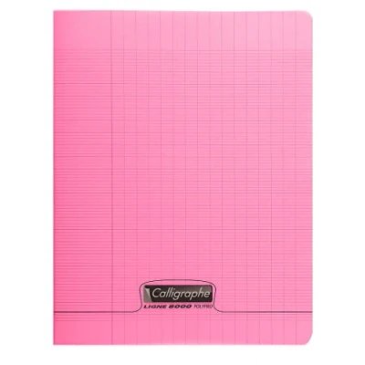 Afbeelding van Calligraphe 18121C Rose Geniet schrift 17x22 cm 96 grote ruiten pagina&#039;s 90 g wit papier Transparante polypropyleen kaft merk van Clairefontaine