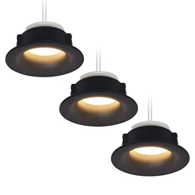 Afbeelding van HCFEI Set van 3 led inbouwspots, rond, zwart, 5 watt, dimbaar, 230 V plat, inbouwlamp Ø 68 76 mm, boorgat, inbouwspot, plafondinbouwspot, neutraal wit 4000 K