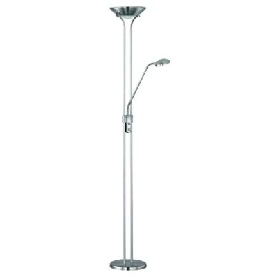 Afbeelding van Reality Leuchten R42292107 LED plafondschijnwerper Spock in mat nikkel, schijnwerper incl. 20 Watt LED, leesarm 5 en gescheiden schakelbaar, hoogte 180cm