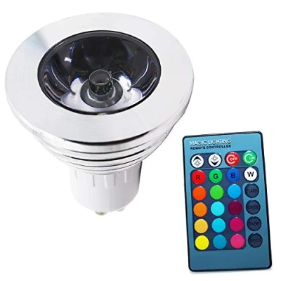 Afbeelding van GU10 3 W LED RGB lamp, kleurverandering licht, lamp met afstandsbediening, 180 lm, AC 85 265 V, 50 x 60 mm, multicolor dimbare 16 kleuren 4 modi