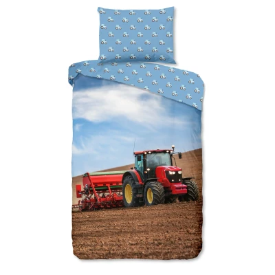 Afbeelding van Good Morning Dekbedovertrek &quot;tractor&quot; Multi (140x200 cm) Katoen Flanel