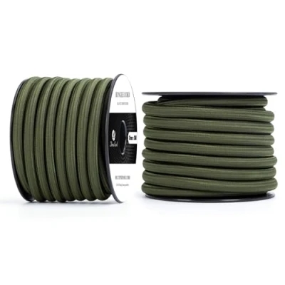 Afbeelding van Abma Cord Bungeekoord 10mm 10M Rubberen Touw Elastisch Koord Expandertouw Spankoord Elastiek voor Camping, Zeildoek, Aanhangwagen, Rugzak, Tentstok, Kajak Legergroen