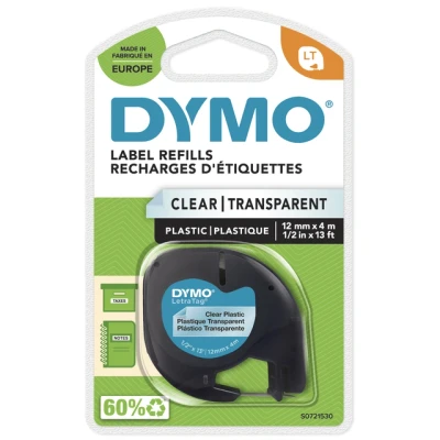 Afbeelding van Dymo 12267 (S0721530) Tape Zwart op transparant (12 mm)