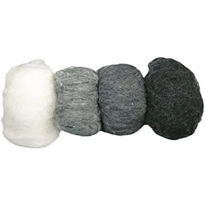 Afbeelding van Rayher Hobby 5363200 Viltwol, pure scheerwol, vlies, grijstinten gemêleerd, 5 kleuren à 20 g, viltwol 100 100% wol voor vilten, sprookjeswol